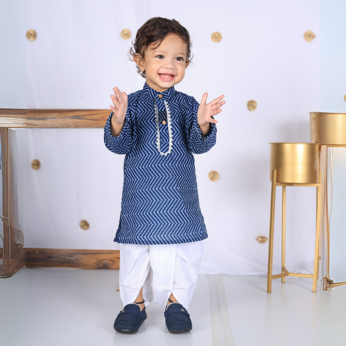 Vaanee Designz Elegant Traditional Dhoti Kurta Set for Baby Boys – Soft Cotton Ethnic Dress for Festivals And Weddings(Navy Blue)