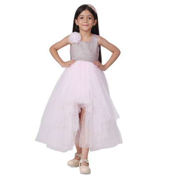 Itsmycostume Net Casual Full Length Cute Gown for Girls Kids