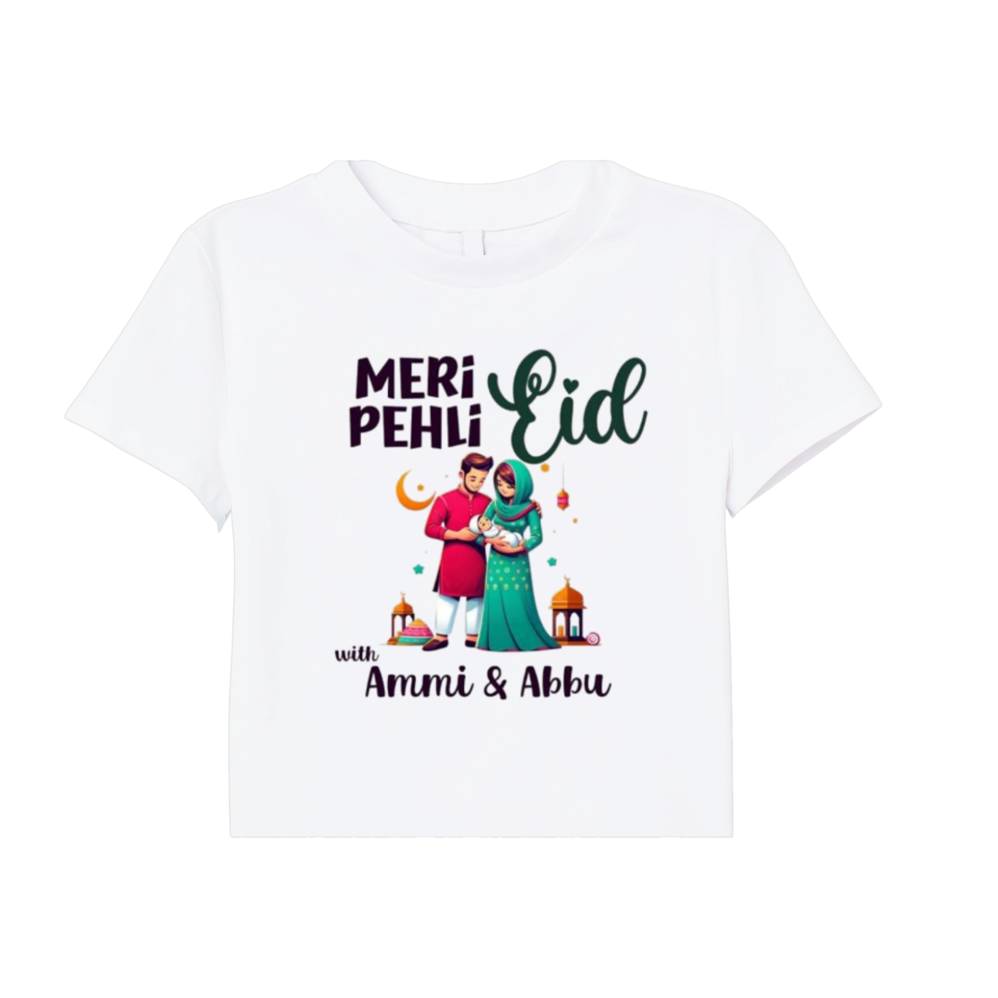 Itsmycostume My First Eid tshirt for kids baby boy girl infant Unisex Half Sleev Round Neck Tshirts