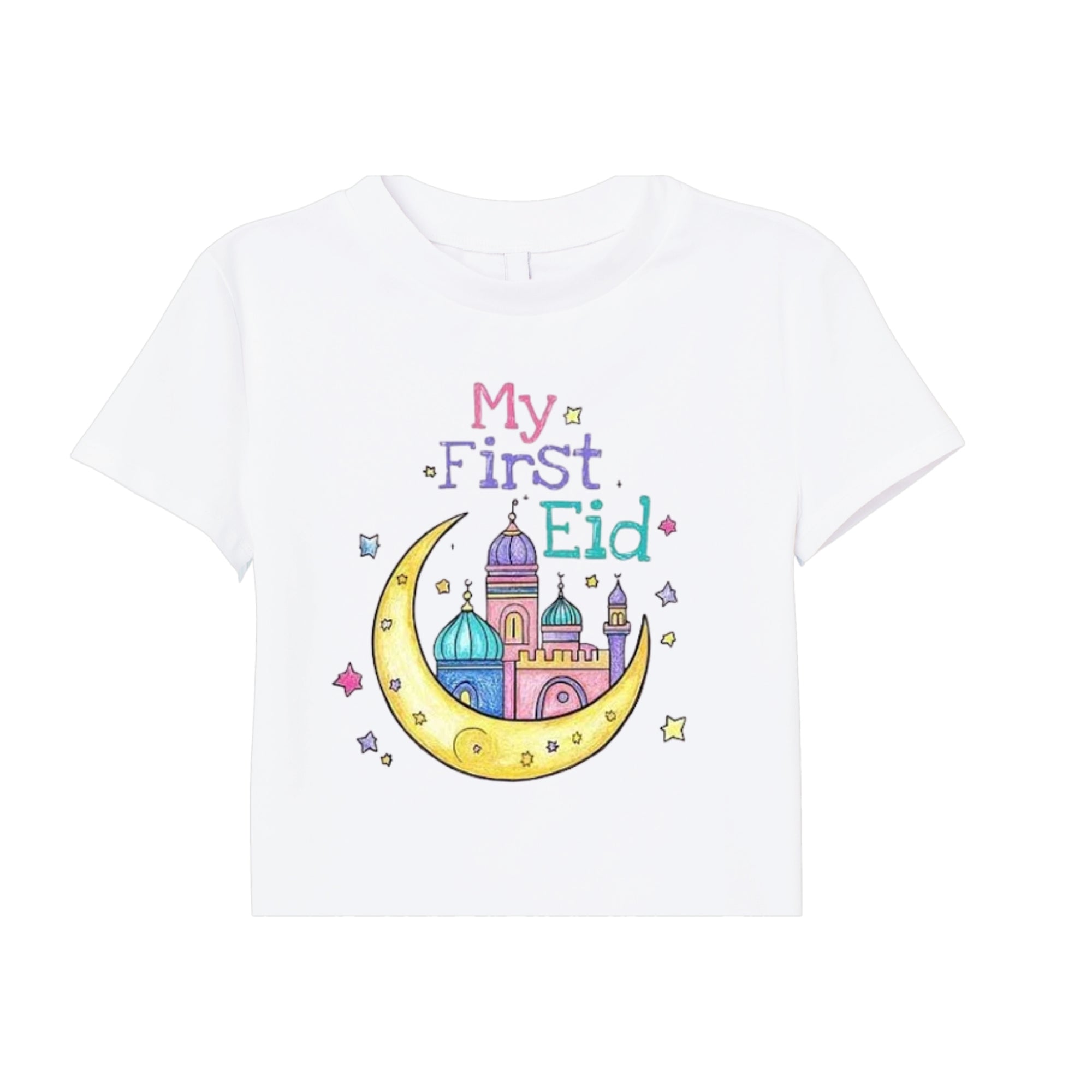 Itsmycostume My First Eid tshirt for kids baby boy girl infant Unisex Half Sleev Round Neck Tshirts