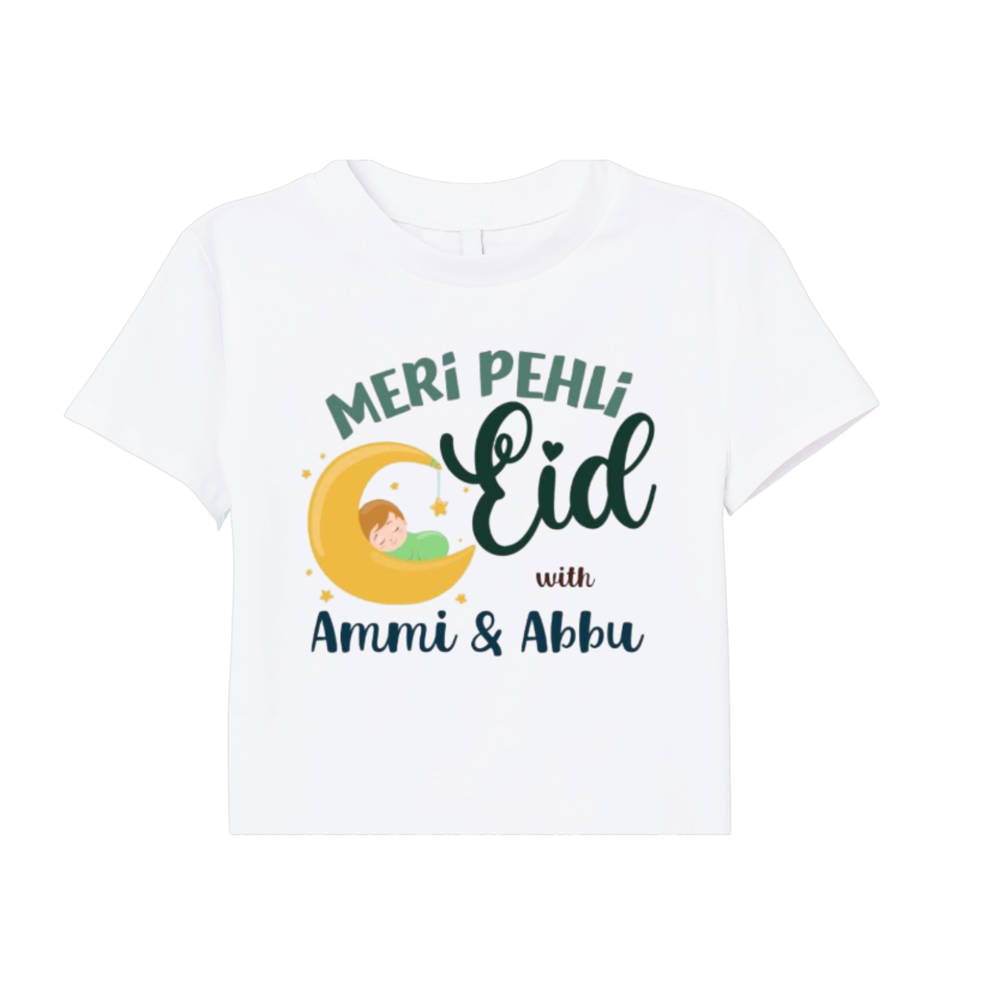 Itsmycostume My First Eid tshirt for kids baby boy girl infant Unisex Half Sleev Round Neck Tshirts