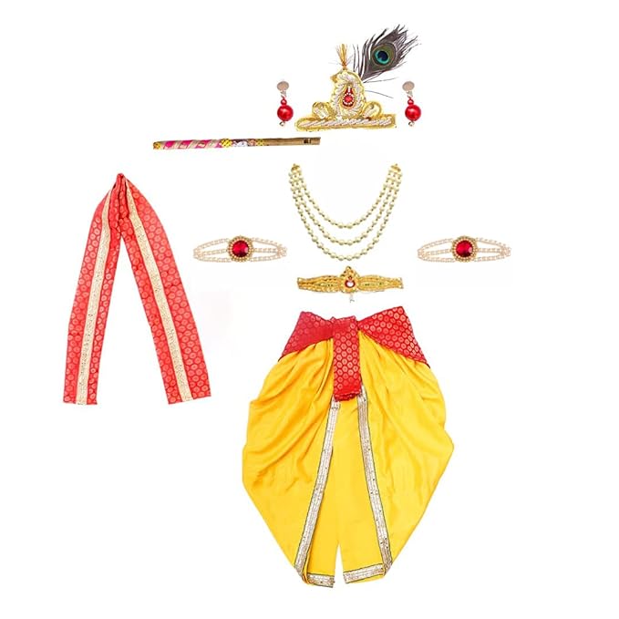 Krishna Dress for Baby Boy Kids Set of 10 Little Krishna Ji Kanha Janmasthmi Costume for Kids