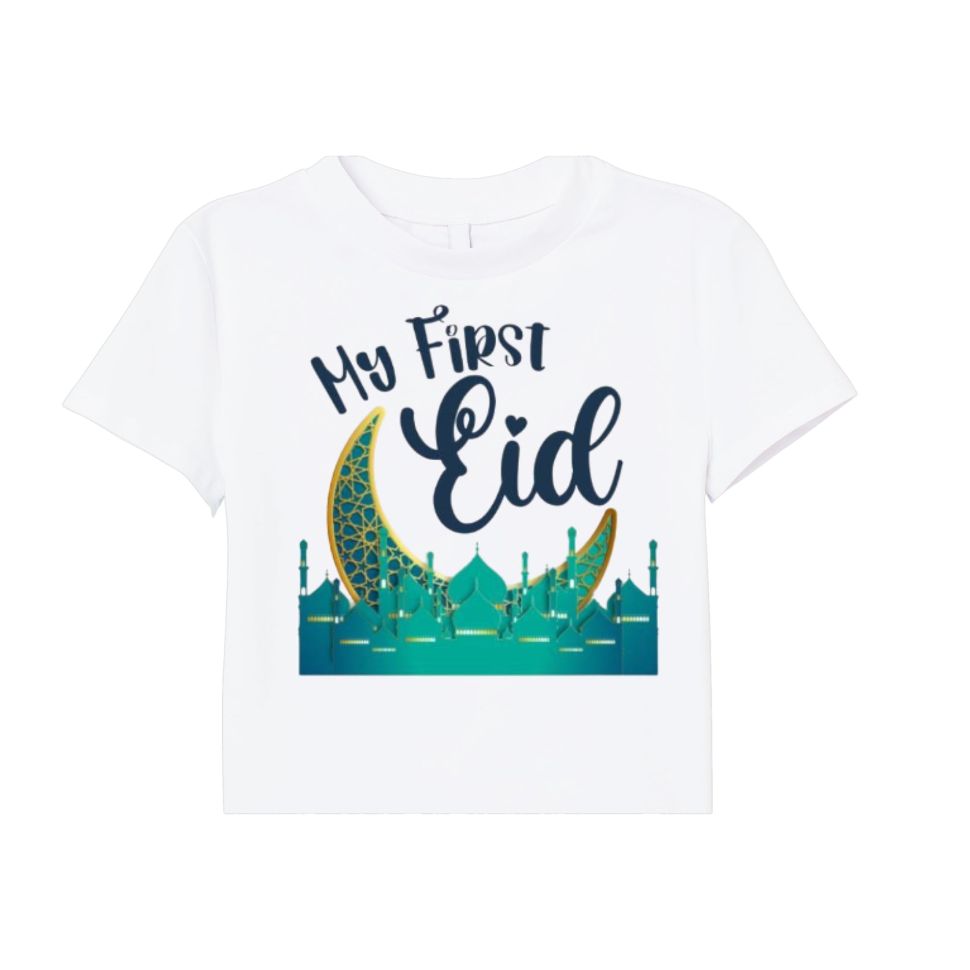 Itsmycostume My First Eid tshirt for kids baby boy girl infant Unisex Half Sleev Round Neck Tshirts