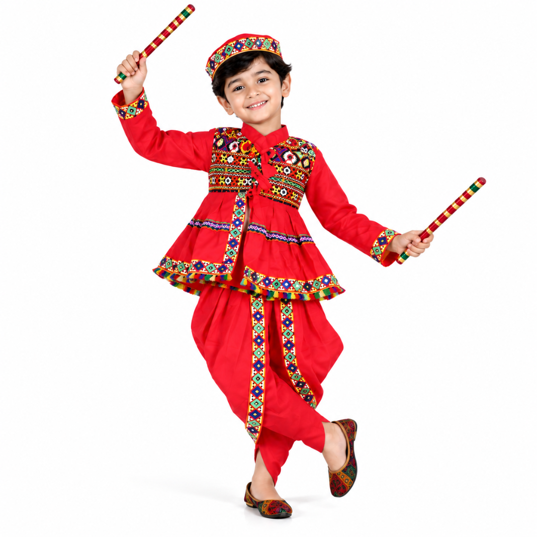 Kedia Costume for Boys | Gujarati Traditional Ethnic Wear for Kids | Navratri Garba Dandiya Dress | Festive & School Event Wear