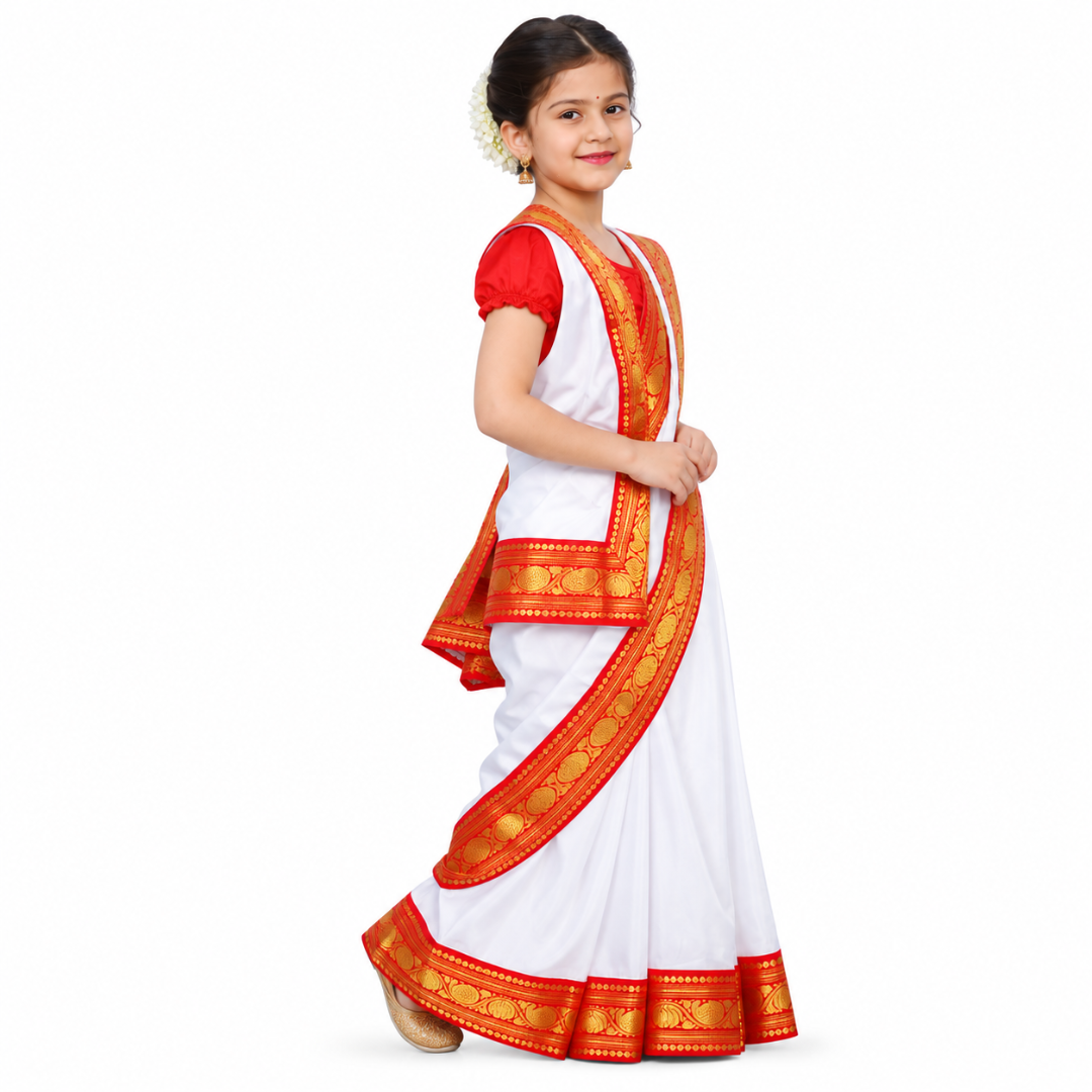 Bengali Dress For Girls Kids Indian States &amp; Folk Dance Costume IMC42000