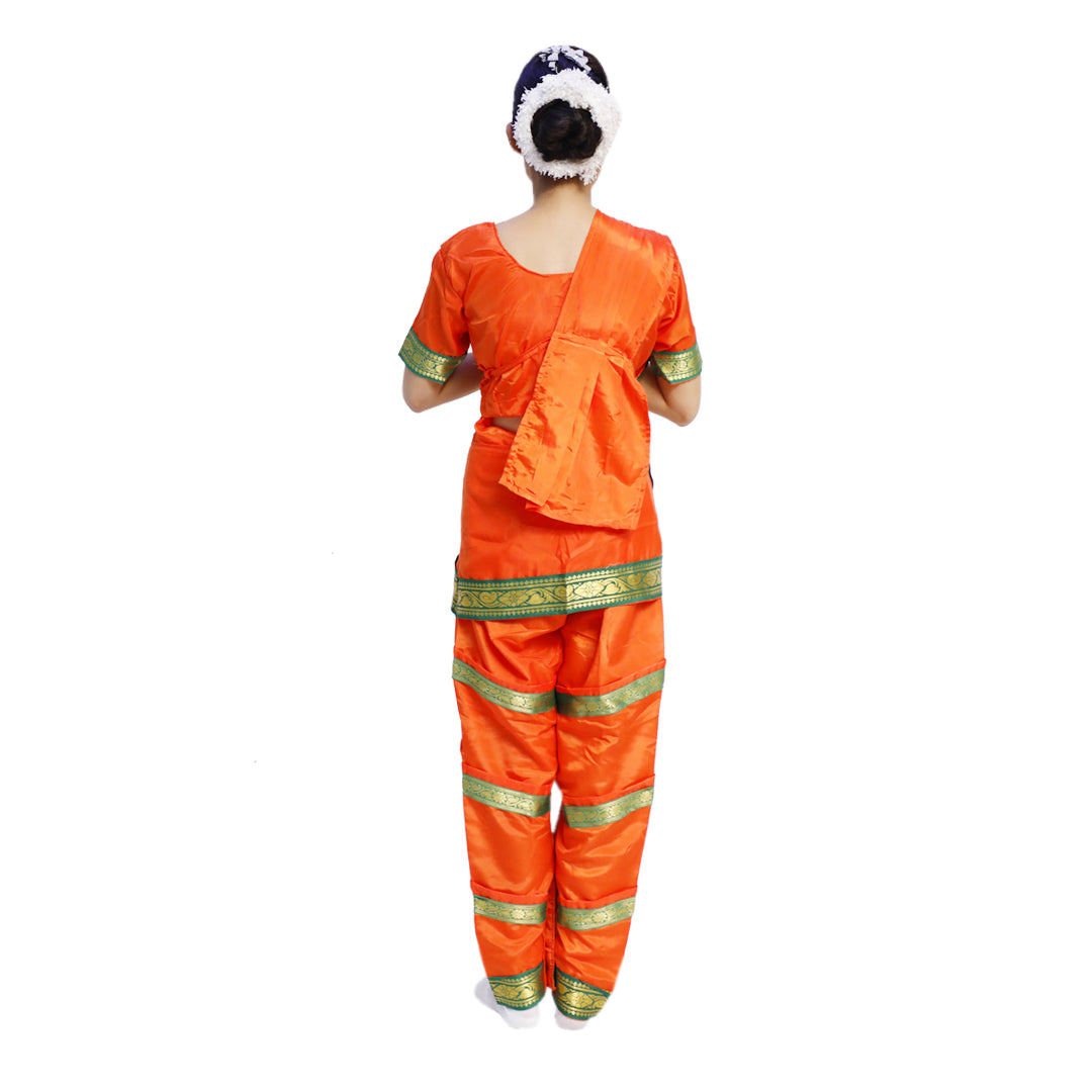 Bharatnatyam Costume – Orange and Green