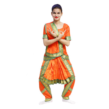 Bharatnatyam Costume – Orange and Green