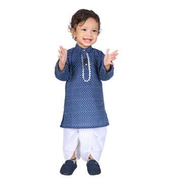 Vaanee Designz Elegant Traditional Dhoti Kurta Set for Baby Boys – Soft Cotton Ethnic Dress for Festivals And Weddings(Navy Blue)