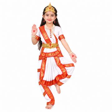 Durga Mata Costume for Girls | Maa Durga Goddess Traditional Indian Costume with Accessories | Perfect for Navratri, Dussehra & School Events