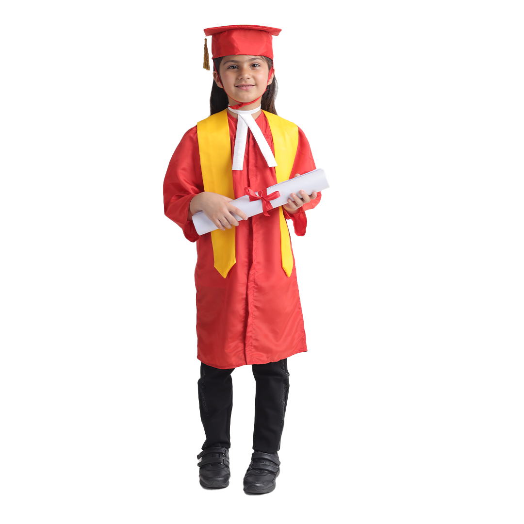 Convocation Graduation Red Gown Costume for Kids (IMC4081-Red)