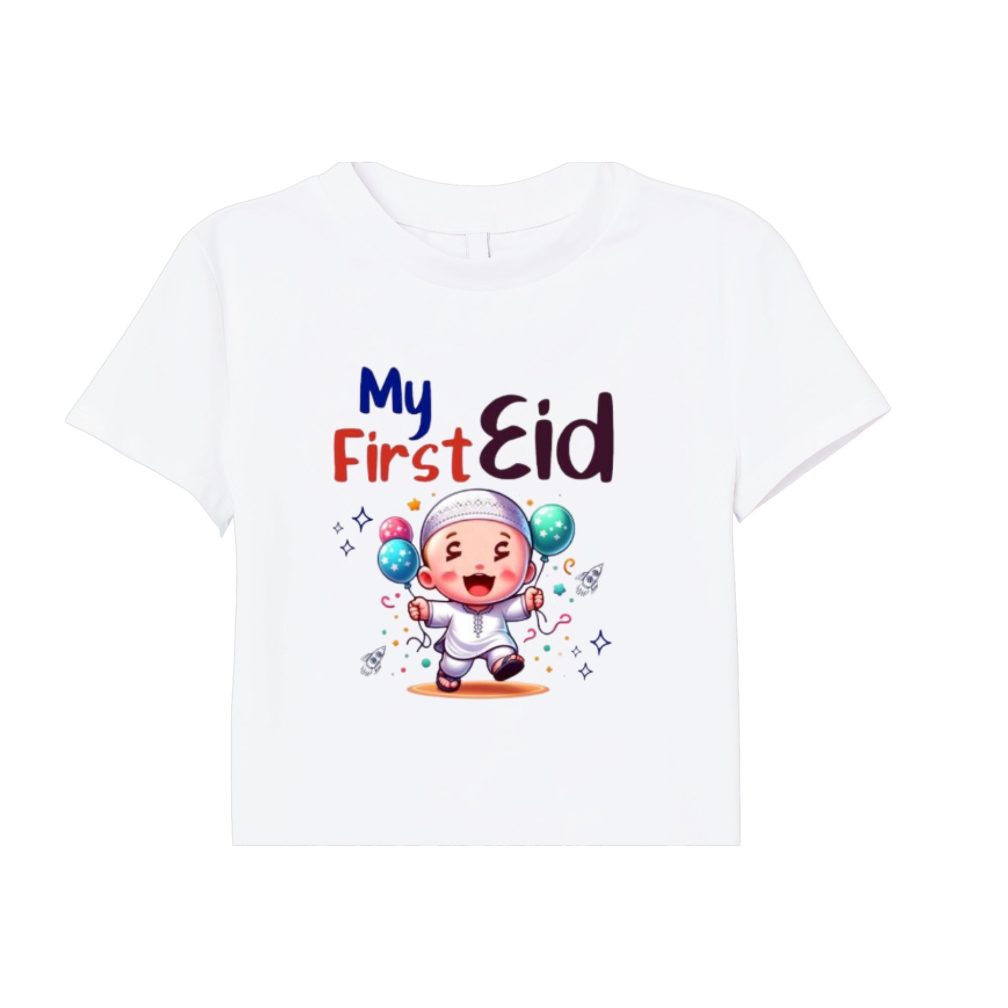 Itsmycostume My First Eid tshirt for kids baby boy girl infant Unisex Half Sleev Round Neck Tshirts
