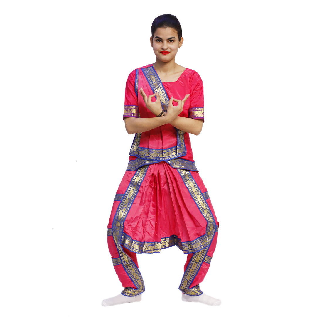 Bharatanatyam Saree For Girl - Magenta and Blue | Kids Fancy Dress