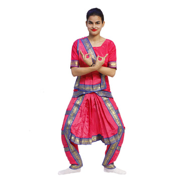 Bharatanatyam Saree For Girl - Magenta and Blue | Kids Fancy Dress
