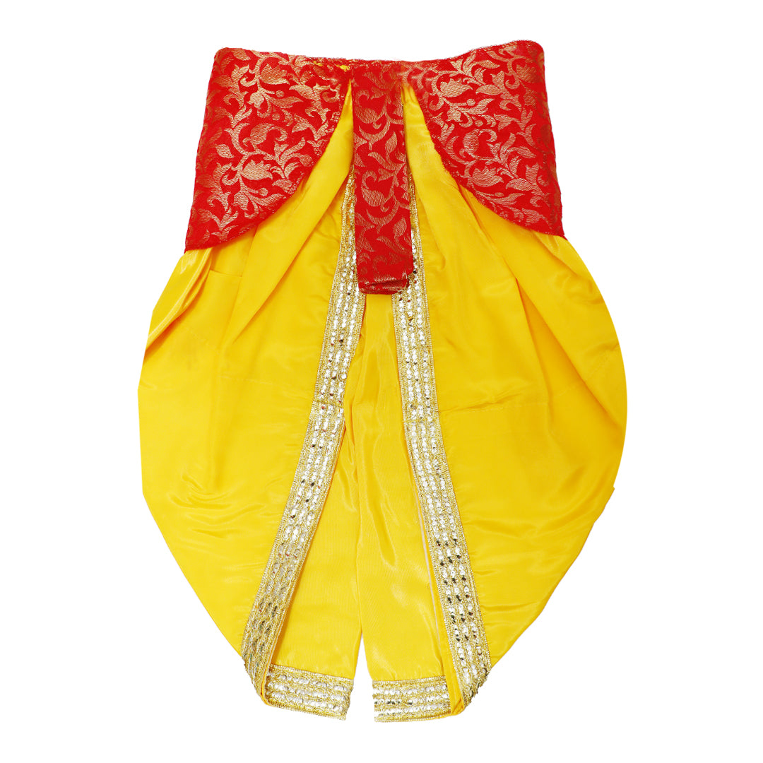 Krishna Dress for Baby Boy Kids Set of 10 Little Krishna Ji Kanha Janmasthmi Costume for Kids (IMC45001-Redyel)