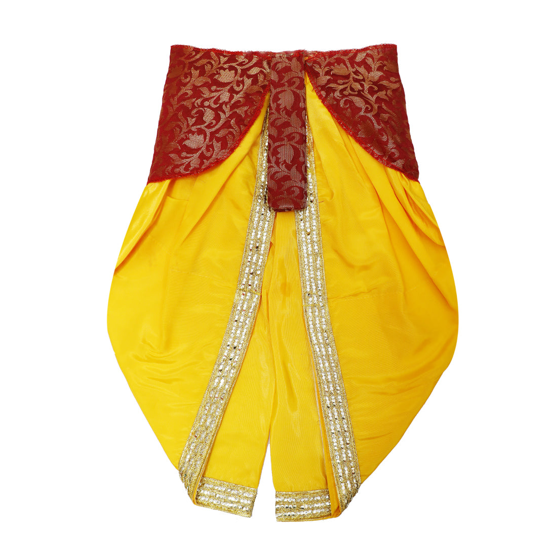 Krishna Dress for Baby Boy Kids Set of 10 Little Krishna Ji Kanha Janmasthmi Costume for Kids IMC39000-YelMaroon
