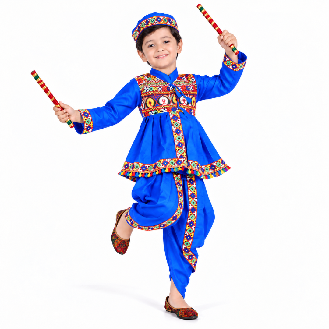 Kedia Costume for Boys | Gujarati Traditional Ethnic Wear for Kids | Navratri Garba Dandiya Dress | Festive & School Event Wear