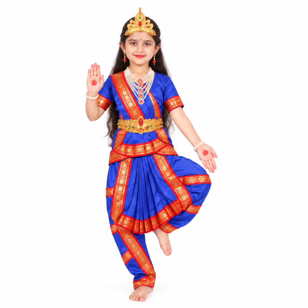 Durga Mata Costume for Girls | Maa Durga Goddess Traditional Indian Costume with Accessories | Perfect for Navratri, Dussehra & School Events