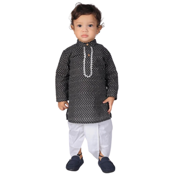 Vaanee Designz Elegant Traditional Dhoti Kurta Set for Baby Boys – Soft Cotton Ethnic Dress for Festivals And Weddings(Black)