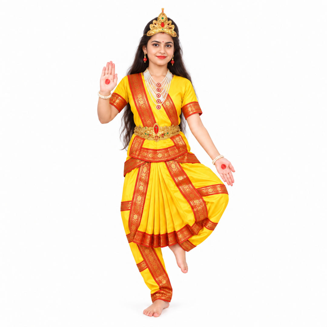 Durga Mata Costume for Girls | Maa Durga Goddess Traditional Indian Costume with Accessories | Perfect for Navratri, Dussehra & School Events
