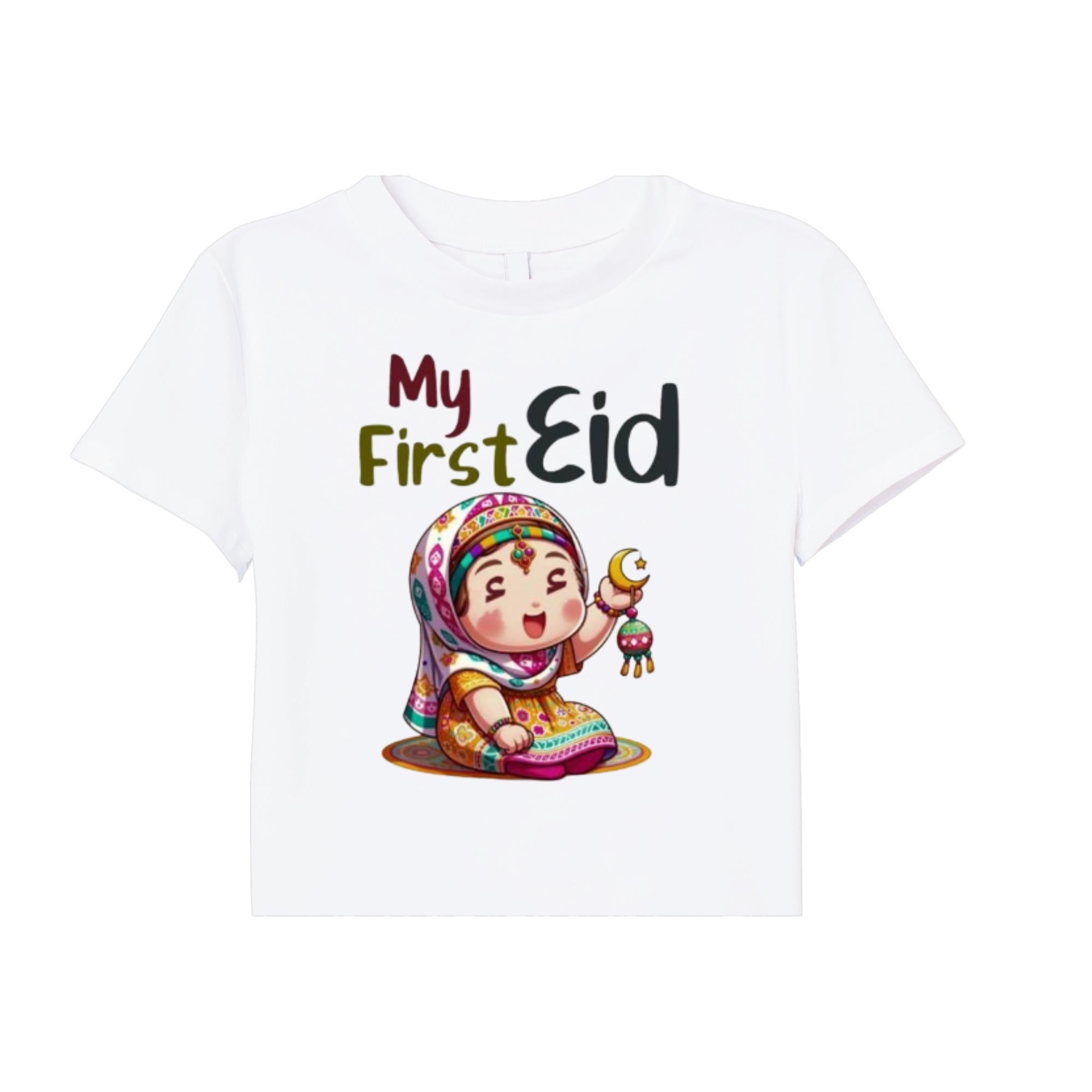 Itsmycostume My First Eid tshirt for kids baby  girl infant Unisex Half Sleev Round Neck Tshirts