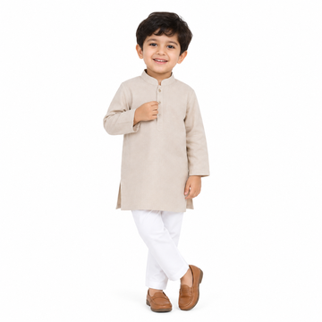Vaanee Designz Baby Boys Silk Ethnic Wear Kurta Pyjama Set in Golden for Boys Kids