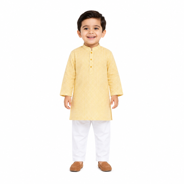 Vaanee Designz Boys Cotton Ethnic Wear Kurta Pyjama Set in Yellow for Boys Kids