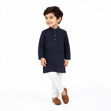 Vaanee Designz Baby Boys Silk Ethnic Wear Kurta Pyjama Set in Black &amp; Blue for Boys Kids (VD51000-Blaackk)