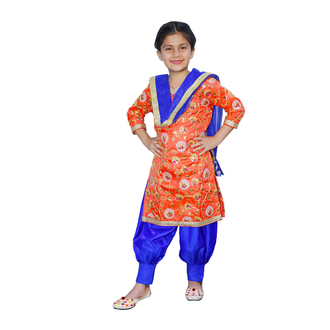 Punjabi Dress for Girls Traditional Folk Dance Costume for Kids