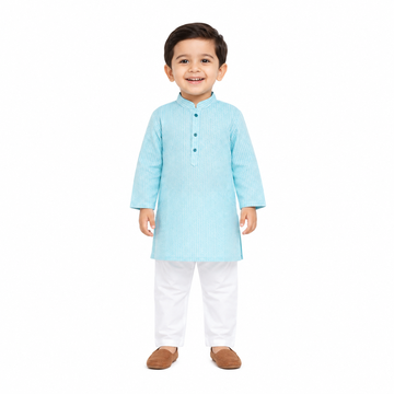 Vaanee Designz Boys Cotton Ethnic Wear Kurta Pyjama Set in blue for Boys Kids