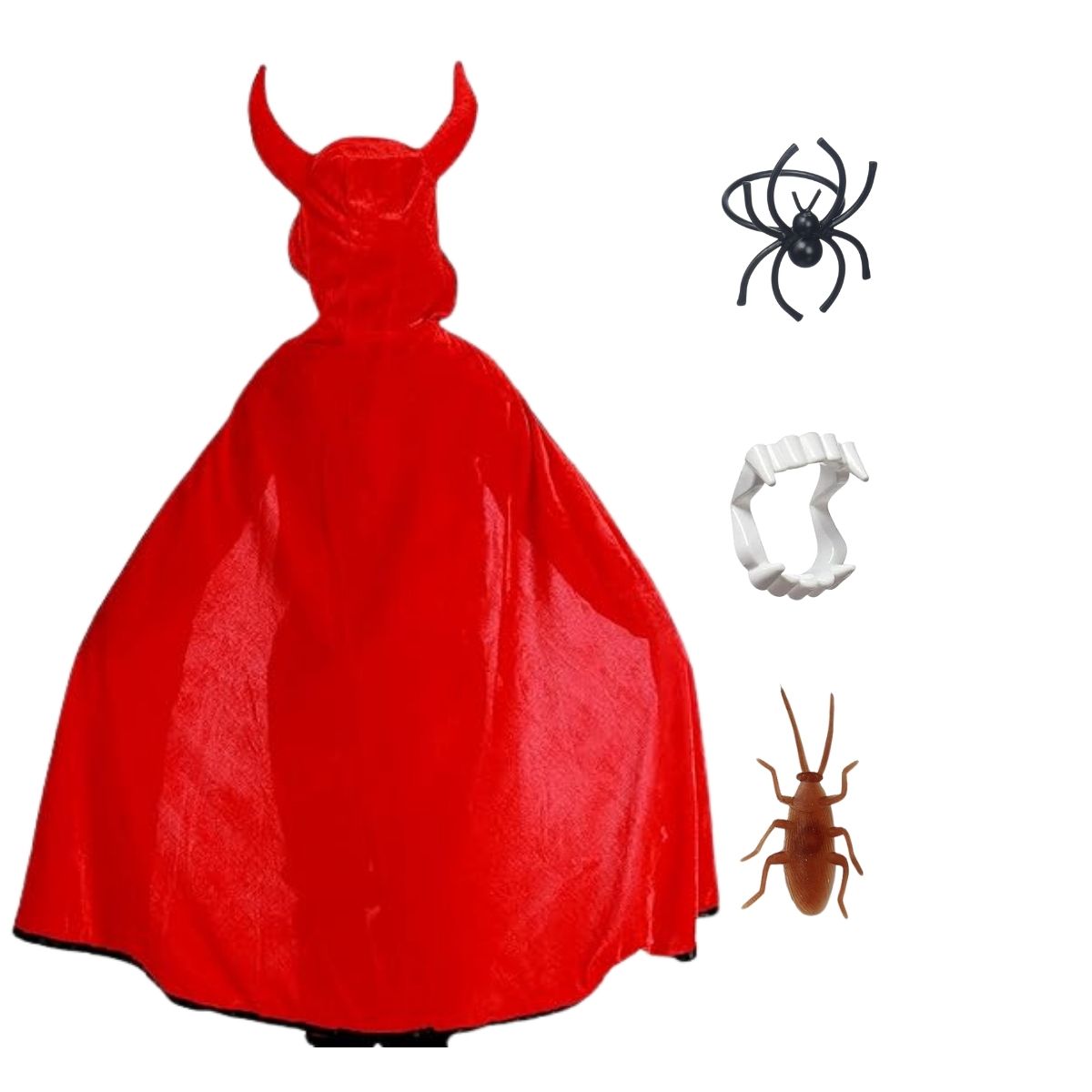 Halloween Dress|Devil's Costume and Accessories|For Girls and boys Kids |Haunted Horror Theme Dress (Only Cape & accessories with FREE scary teeth)