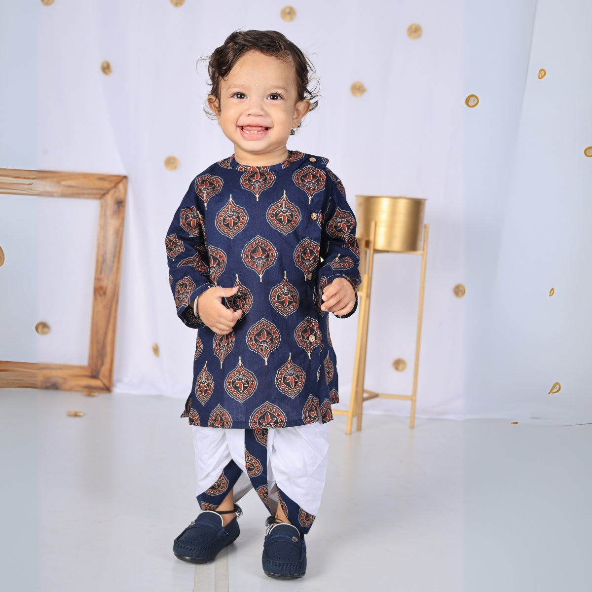 Vaanee Designz Elegant Traditional Dhoti Kurta Set for Baby Boys – Soft Cotton Ethnic Dress for Festivals And Weddings(Navy Blue)