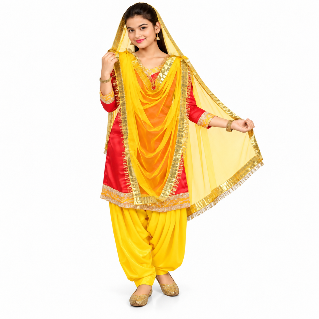 Punjabi Dress for Girls Traditional Folk Dance Costume for Kids