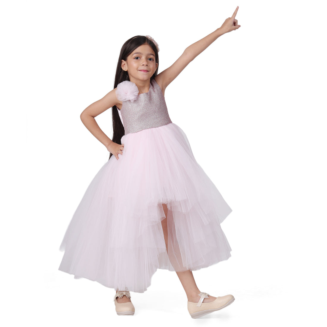Itsmycostume Net Casual Full Length Cute Gown for Girls Kids