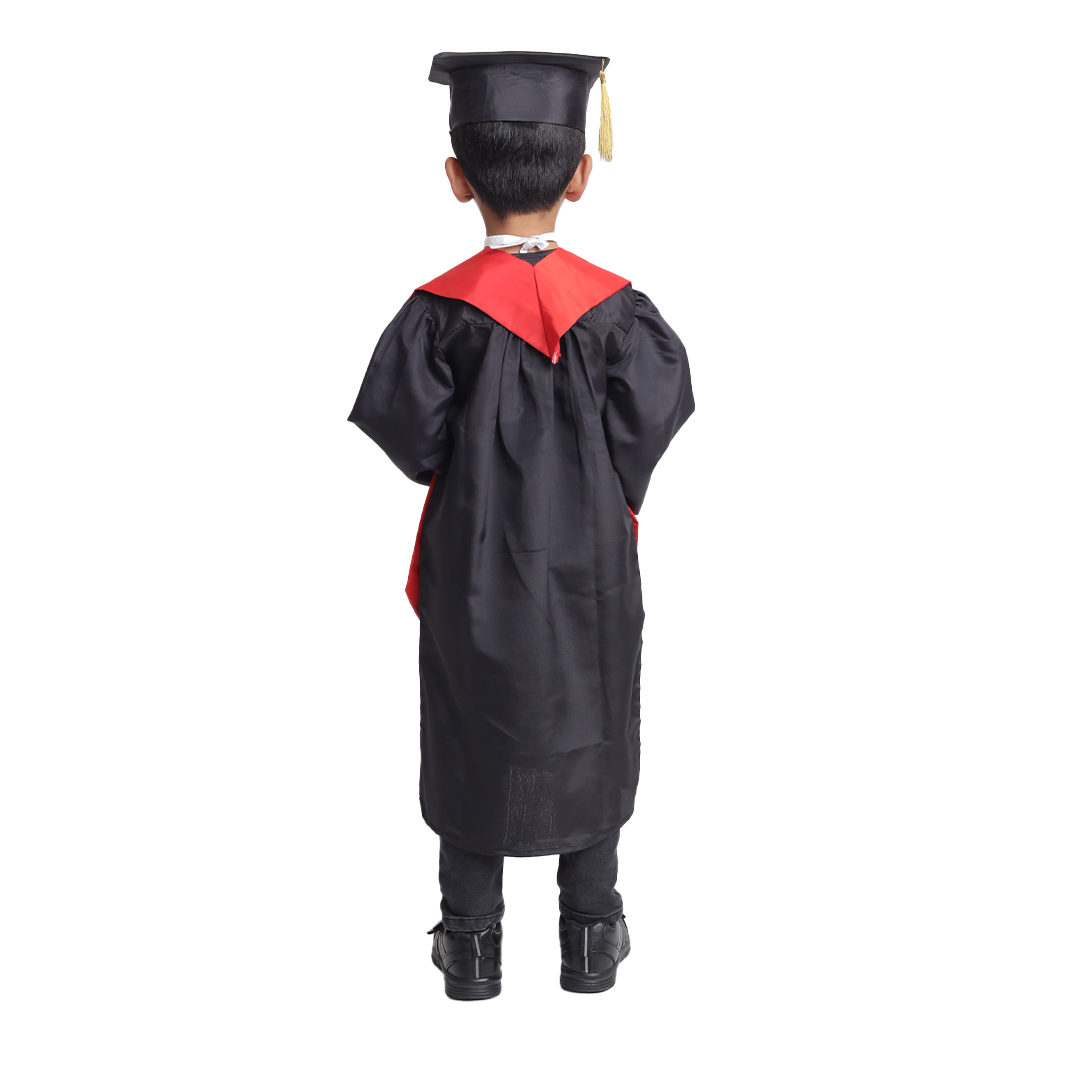 Convocation Graduation Black Gown Costume for Kids (IMC4082-Red)
