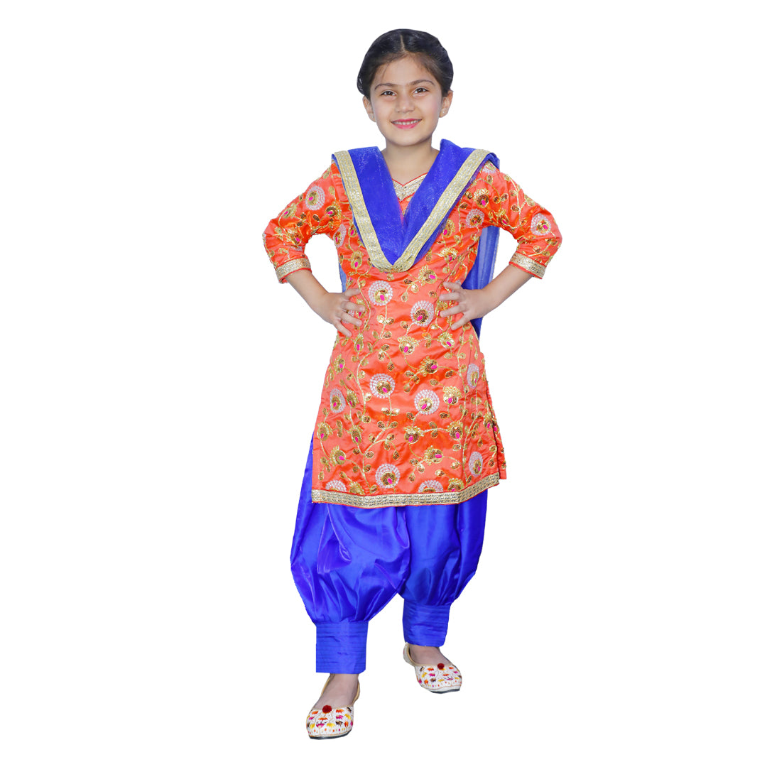 Punjabi Dress for Girls Traditional Folk Dance Costume for Kids
