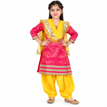 Punjabi Dress for Girls Traditional Folk Dance Costume for Kids
