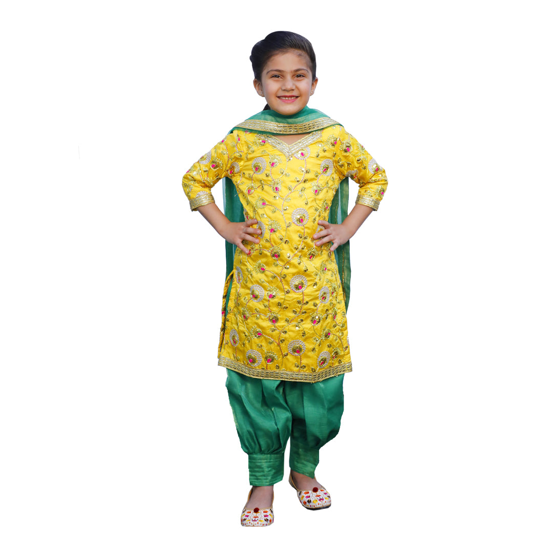 Punjabi Dress for Girls Traditional Folk Dance Costume for Kids