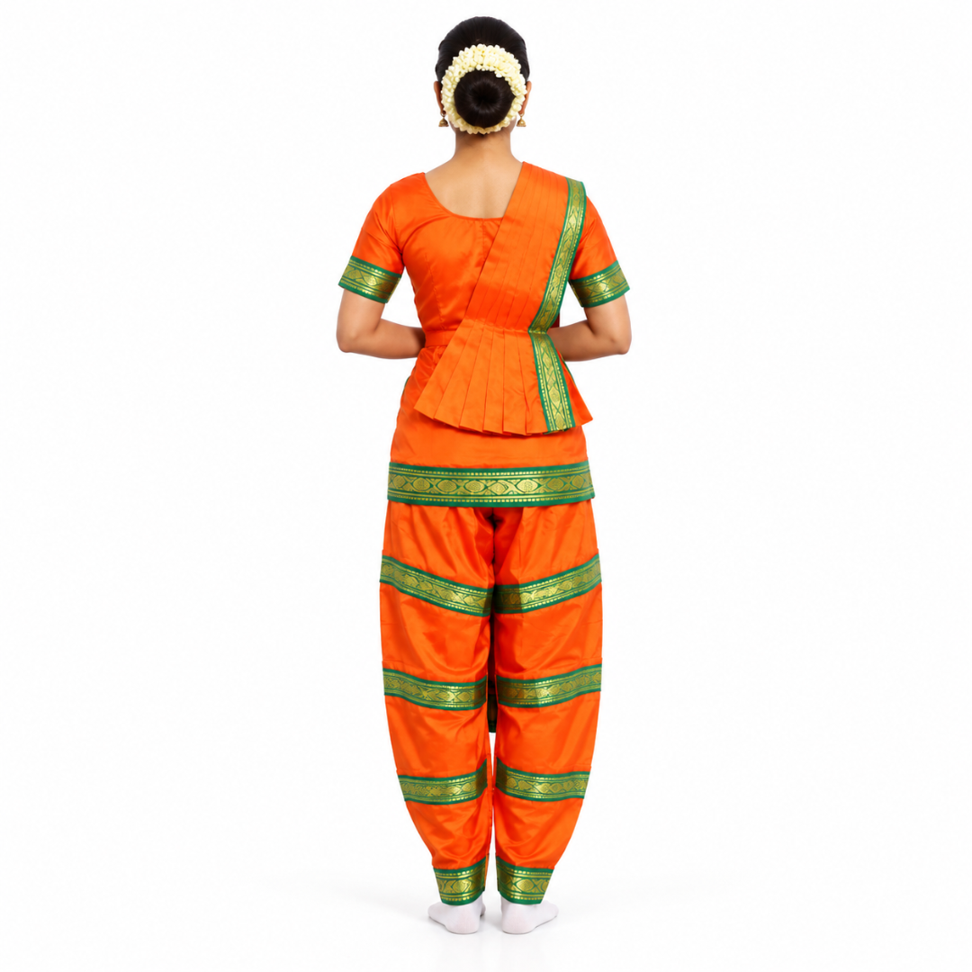 Bharatnatyam Costume – Orange and Green