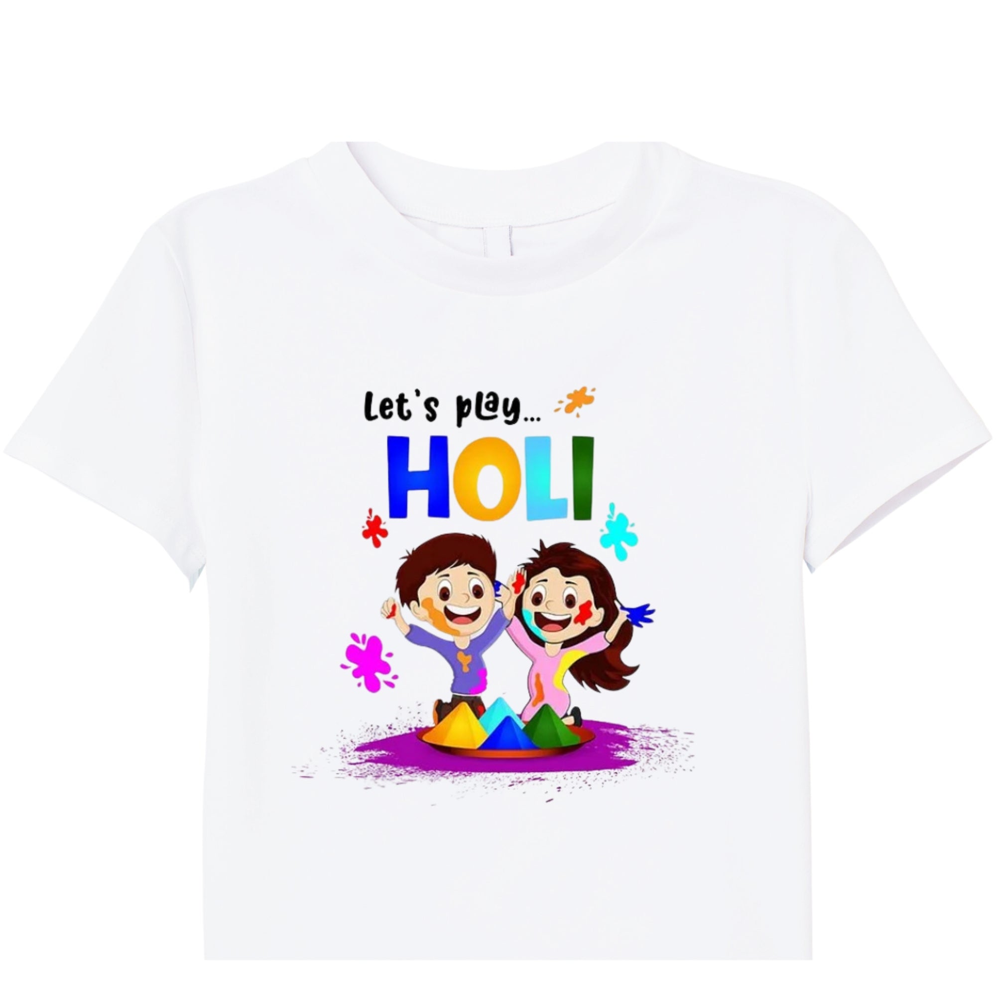 Itsmycostume My First Holi tshirt for kids baby boy girl infant Unisex Half Sleev Round Neck Tshirts