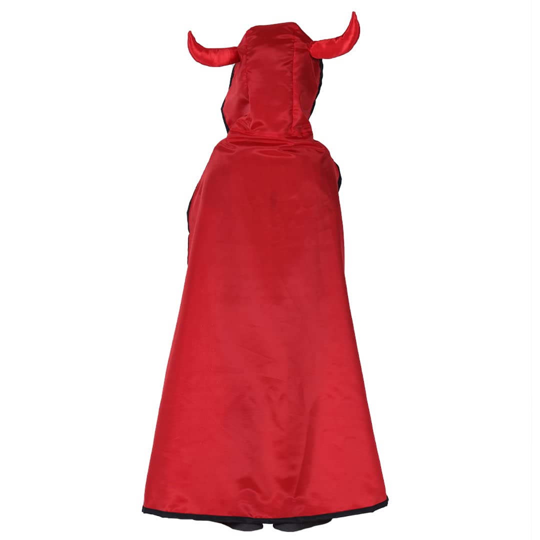 ITSMYCOSTUME Halloween Dress for Boys &amp; Girls Kids Red Cape with Devil Horn Pumpkin Basked Kids Costume Complete Set (IMC26000)