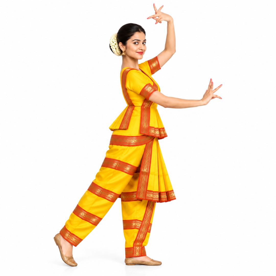 Bharatnatyam Dress - Yellow Indian Classical Dance Costume IMC388