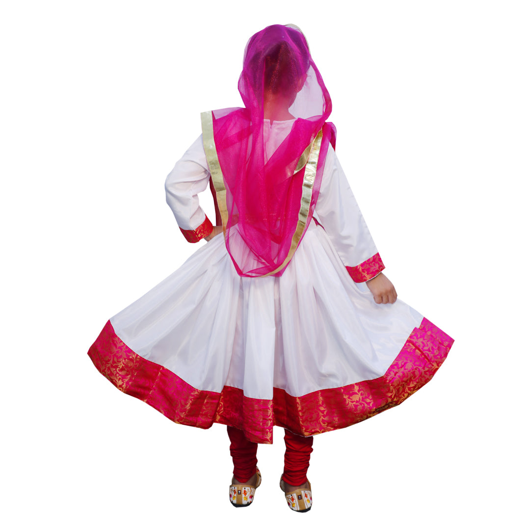 Costume Of Kathak - White &amp; Magenta Anarkali Indian Dress IMC40000-Whitemag