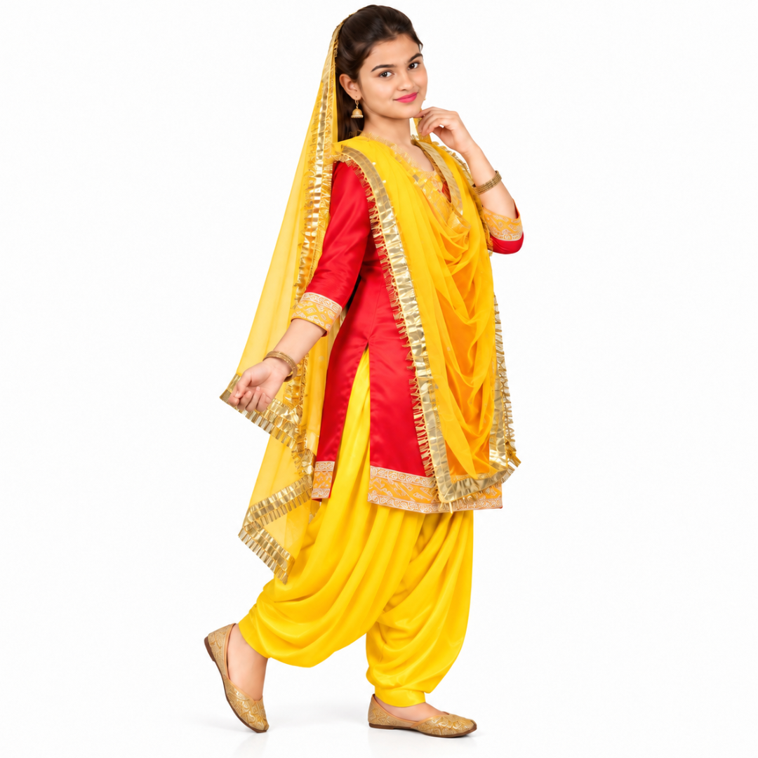 Punjabi Dress for Girls Traditional Folk Dance Costume for Kids