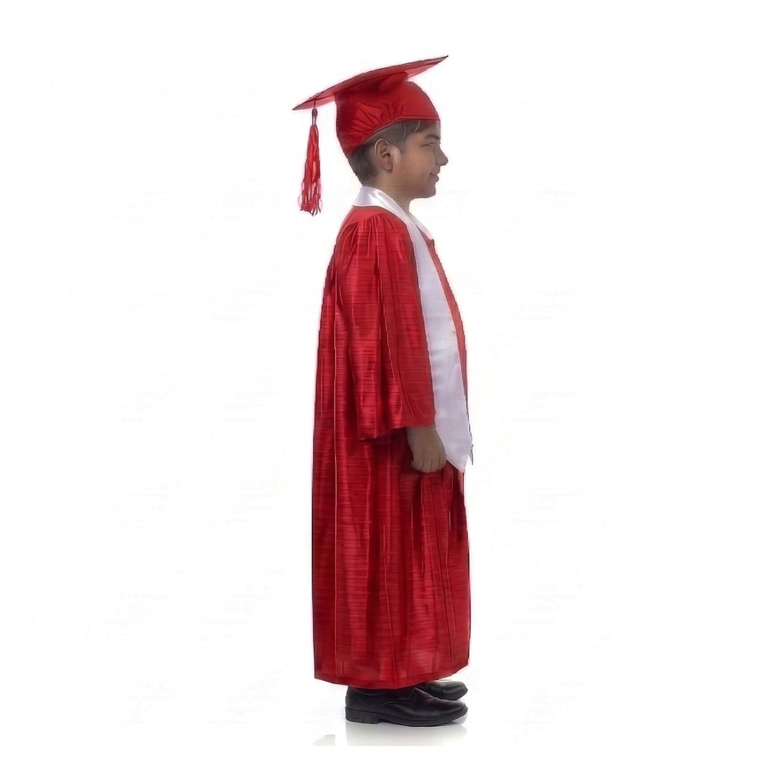Kids Red Graduation Gown with Cap and White Sash | Convocation Costume for Boys & Girls