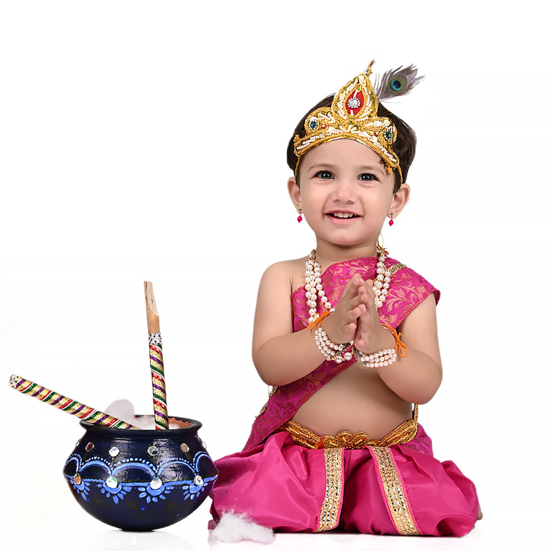 Krishna Dress for Baby Boy Kids Set of 10 Little Krishna Ji Kanha Janmasthmi Costume for Kids (IMC45001-MMAGGG)