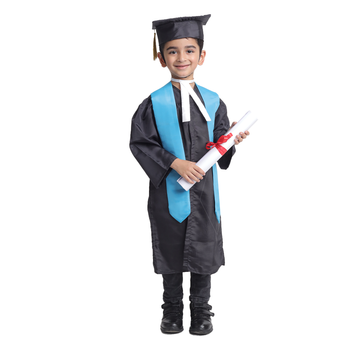 Convocation Graduation Black Gown Costume for Kids (IMC4082-Blue)
