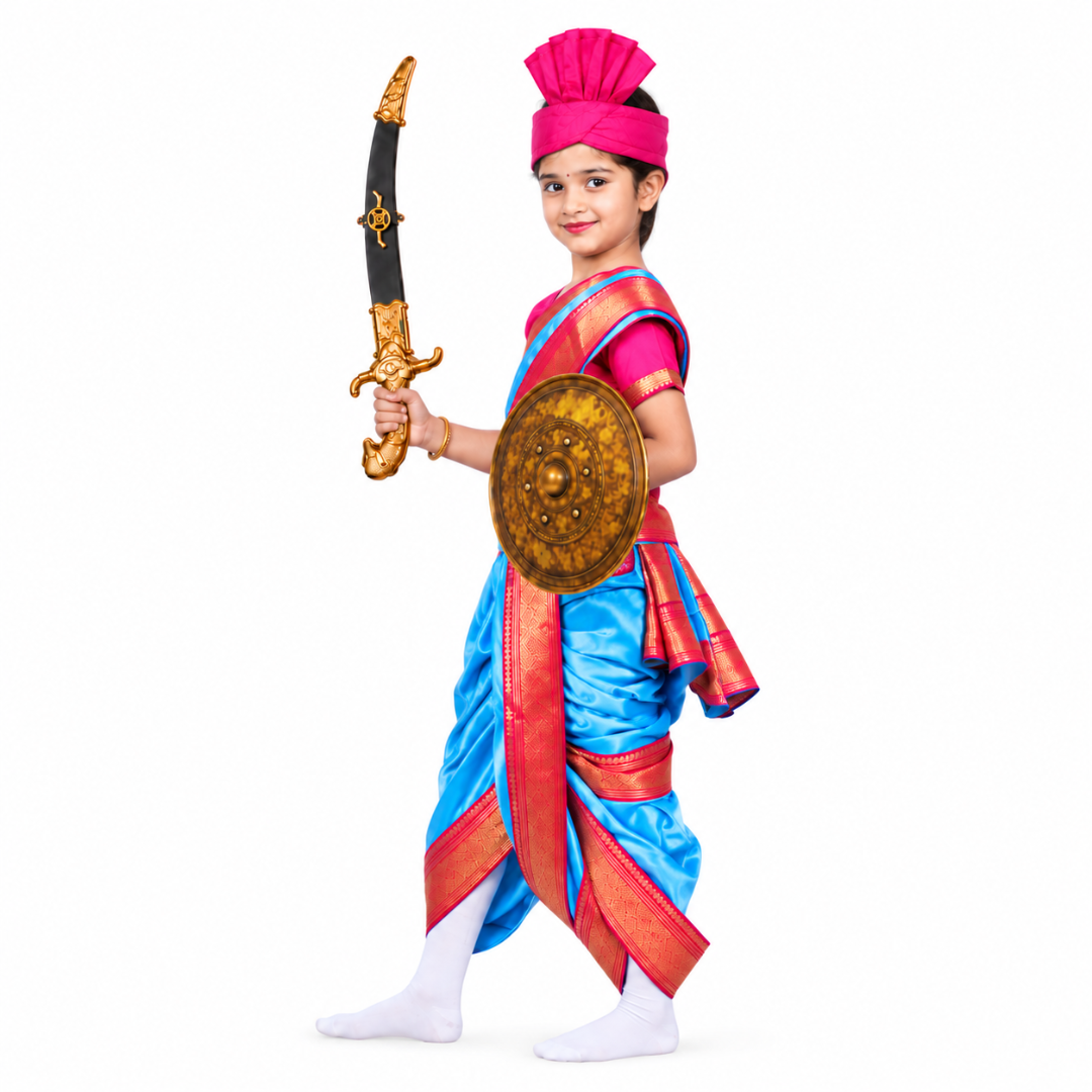 Rani Laksmi Bai Jhansi Ki Rani Costume Dress for Kids Girls Freedom Fighter Costume