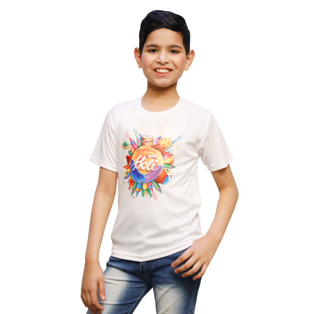 Holi Printed Round Neck T-Shirts for Kids (IMC17000-Holi12)
