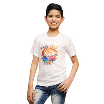 Holi Printed Round Neck T-Shirts for Kids (IMC17000-Holi12)