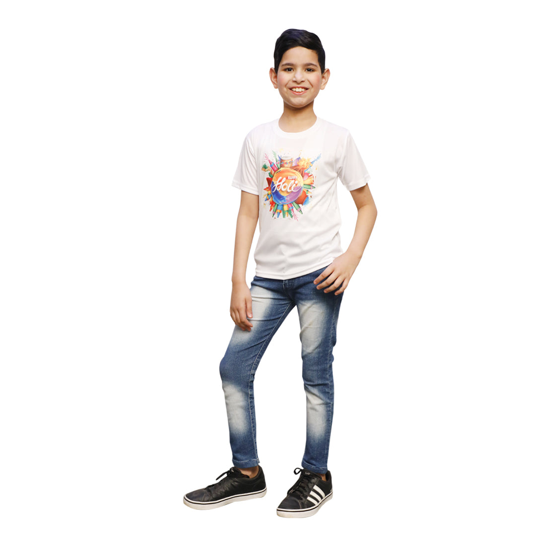 Holi Printed Round Neck T-Shirts for Kids (IMC17000-Holi12)